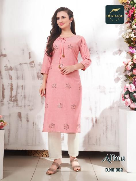 Heritage Alina Fancy Wear Wholesale Kurti With Bottom Catalog
